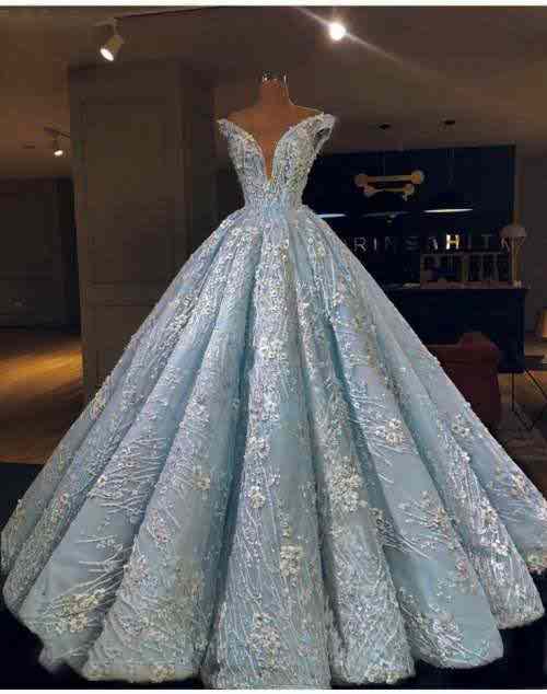 لباس عروس نقره آبی