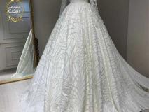 لباس عروس تمام شاین یقه خشت