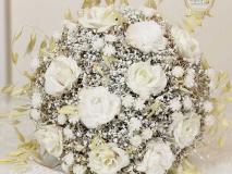 دسته گل عروس لوتوس با تم سفید