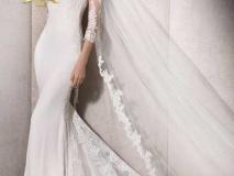 لباس عروس ماهی یقه قایقی گیپور