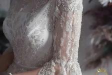 تصویر بند انگشتی لباس عروس پارچه کار شده