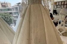 تصویر بند انگشتی لباس عروس پارچه شاین