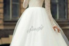 تصویر بند انگشتی لباس عروس آستین بلند