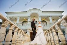 تصویر بند انگشتی عکس  زیبای عروس و داماد در عمارت