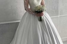 تصویر بند انگشتی لباس عروس یقه دلبری 